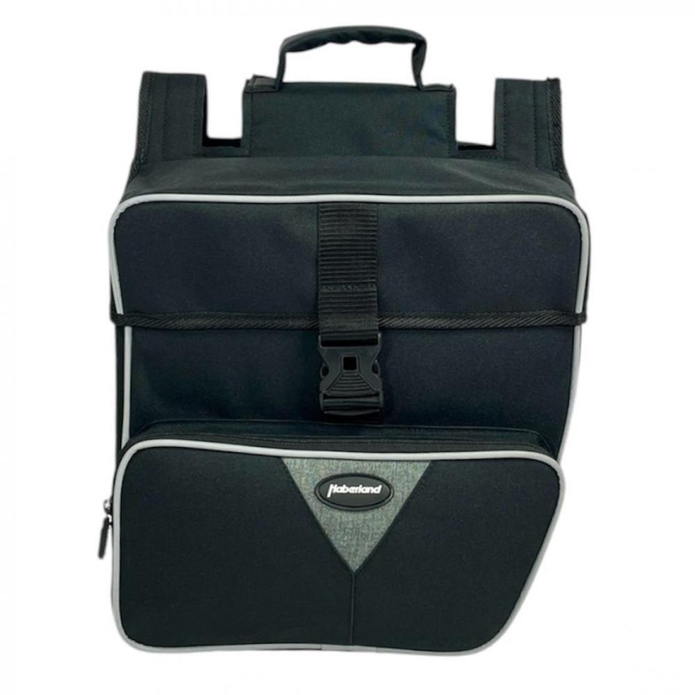 Haberland Doppeltasche Black Line 3.0 33l schwarz - flexible Gepäckträgertasche mit Klappvolumen