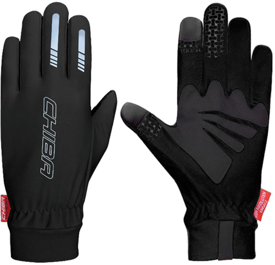 CHIBA Thermofleece - Fahrradhandschuhe schwarz L, atmungsaktiv mit Touchfinger