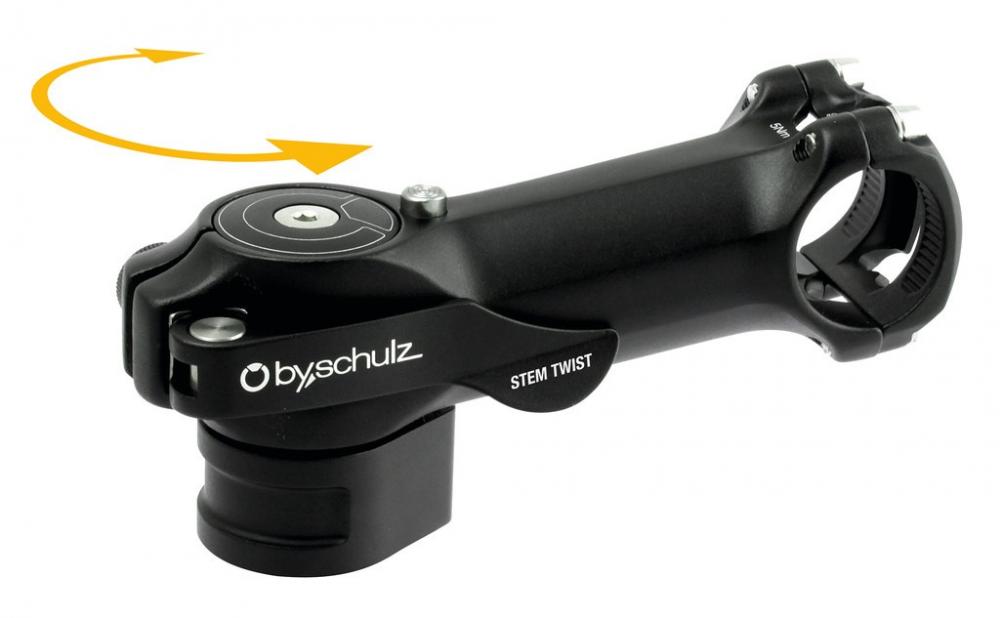 by,schulz Vorbau Twist SDS schwarz 105mm 31,8mm. Platzsparender Fahrrad-Drehvorbau mit Drehfunktion.
