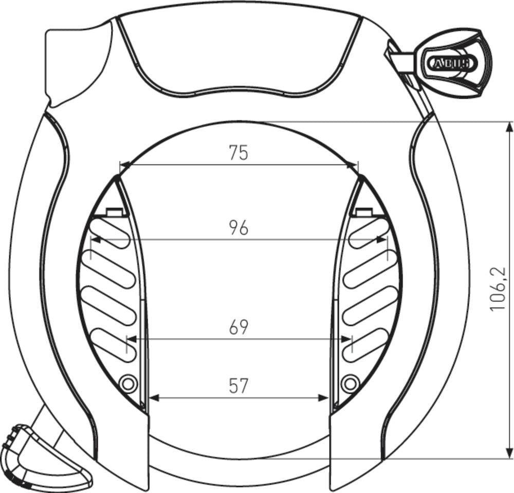 Abus Rahmenschloss 5955 Pro Shield XPlus R B 59 mm H 107 mm D 8,5 mm schwarz