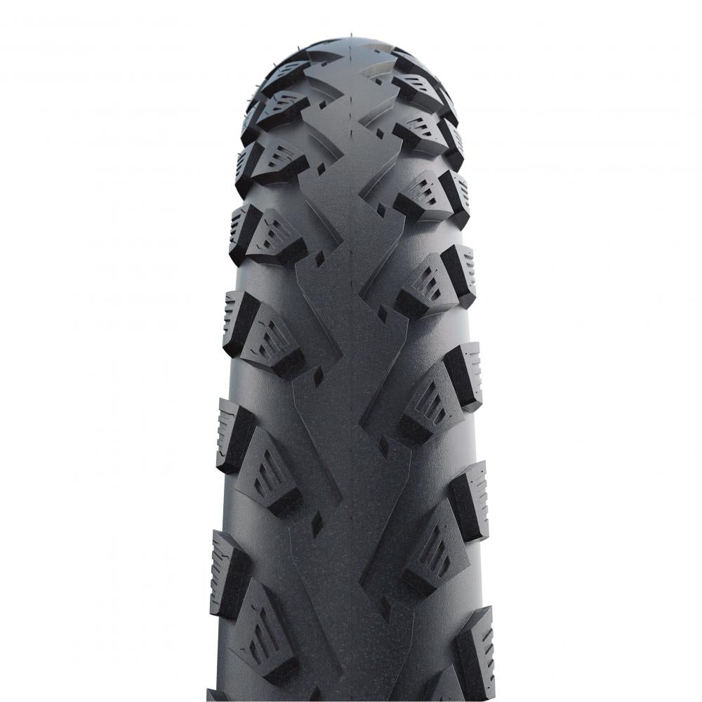 Schwalbe Land Cruiser Plus Fahrradreifen schwarz Reflex E-25 mit robustem Offroad-Profil.