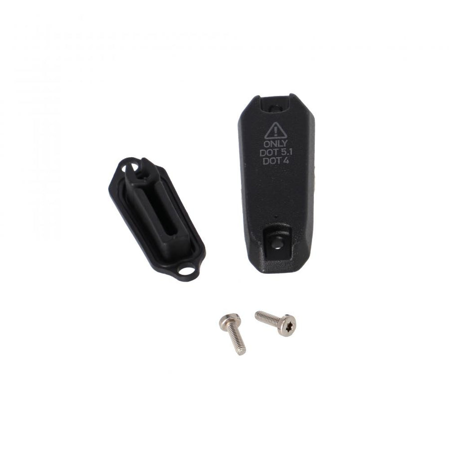 Schwarzes SRAM Bremsflüssigkeitsbehälter Kit mit Deckel, Dichtung und Schrauben für Code Bremsen.