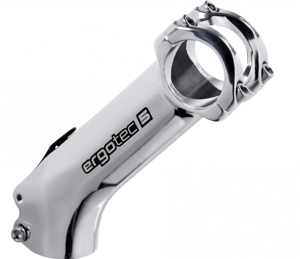 Ergotec High Charisma Ahead Vorbau 31,8 mm 90 mm silber Level 5 - 45° Winkel, 6061-T6 Alu, e-Bike ready, 1 1/8\" Gabelschaft, 40 mm Klemmhöhe