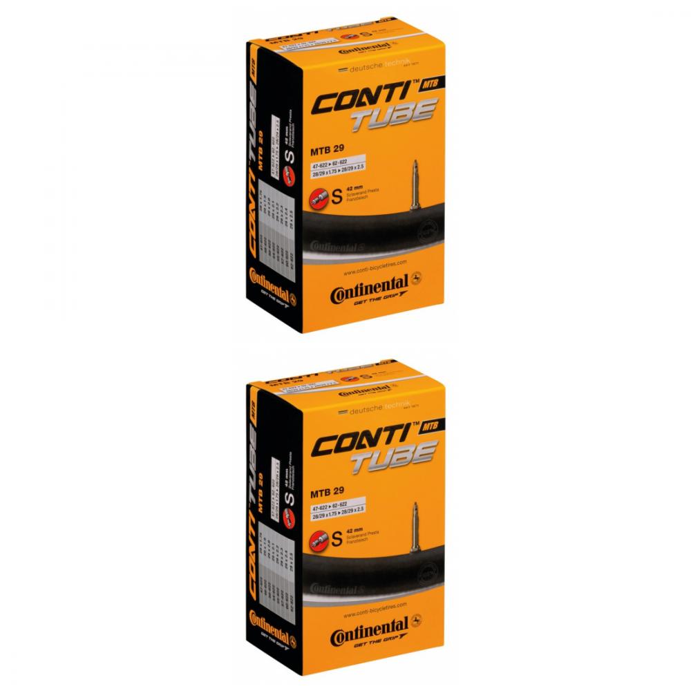 Zwei Continental ContiTube MTB 29 Schläuche mit Sclaverand-Ventil für 28/29 Zoll Reifen 1.75-2.50.