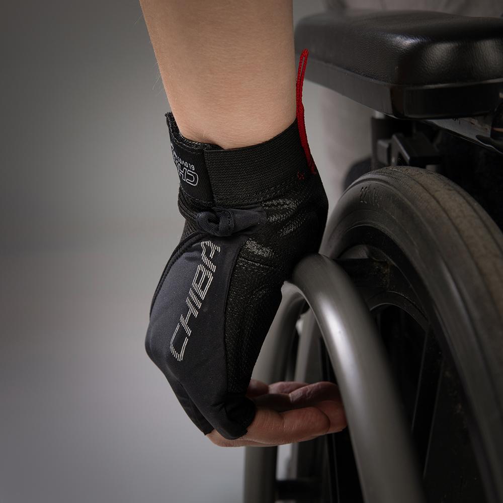 CHIBA Argon Premium II - Rollstuhlhandschuhe, Gel-Polsterung, schwarz, Gr. S