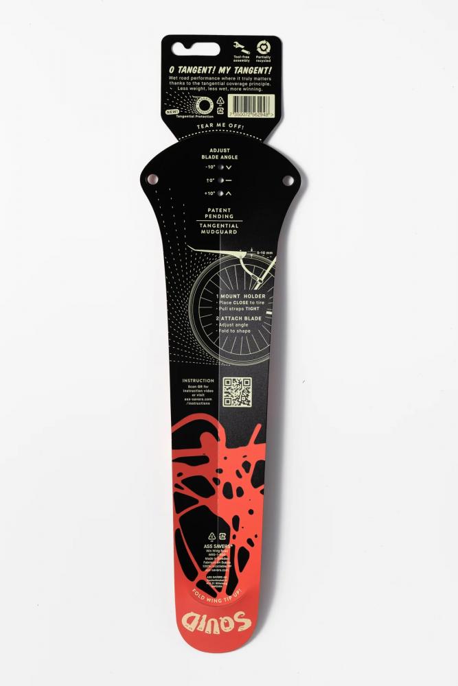 Ass Savers Win Wing 2 Road Squid, ultraleichter HR-Spritzschutz für Rennräder, werkzeugfrei montierbar, bis 35 mm Reifen, 64 g