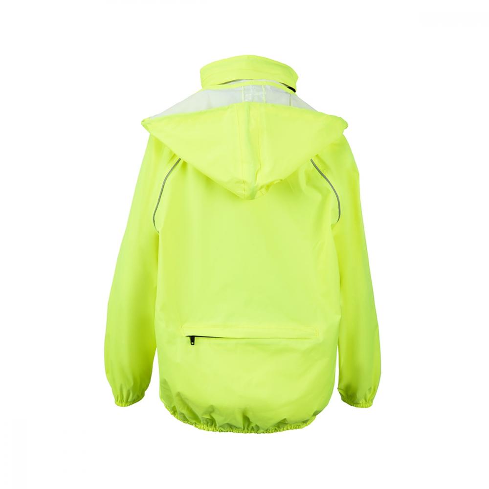 Chiba Regenjacke Rain Kids neongelb Größe M - wasserdichte und winddichte Kinder-Fahrradjacke, atmungsaktiv, mit reflektierenden Elementen für bessere Sichtbarkeit, leicht und kompakt verstaubar