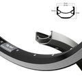 Ryde Big Bull Fahrradfelge schwarz mit silberner Bremsflanke, 25-622, 36 Loch, inklusive Querschnitt mit Maßen.