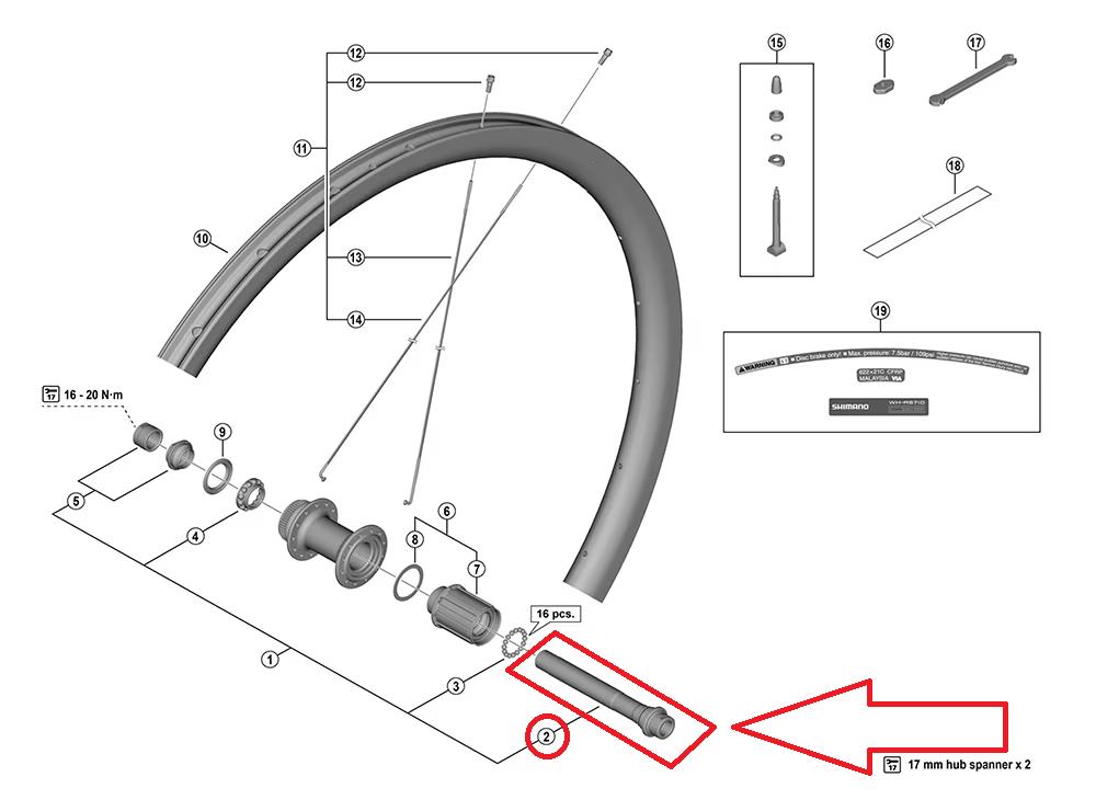 SHIMANO Hohlachse WH-RX-570-R - präziser Ersatz für zuverlässige Performance