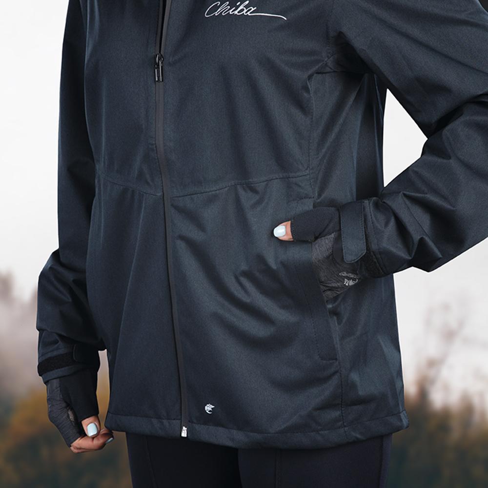 CHIBA Rainjacket Damen - wasserdicht, winddicht, atmungsaktiv, schwarz, Gr. L