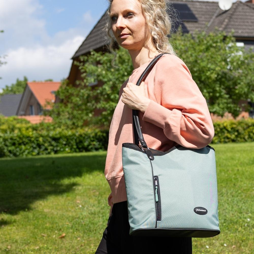 Haberland Lenkertasche Melanie salbei/schwarz - clevere Rucksack-Lenkertasche für Alltag und Tour