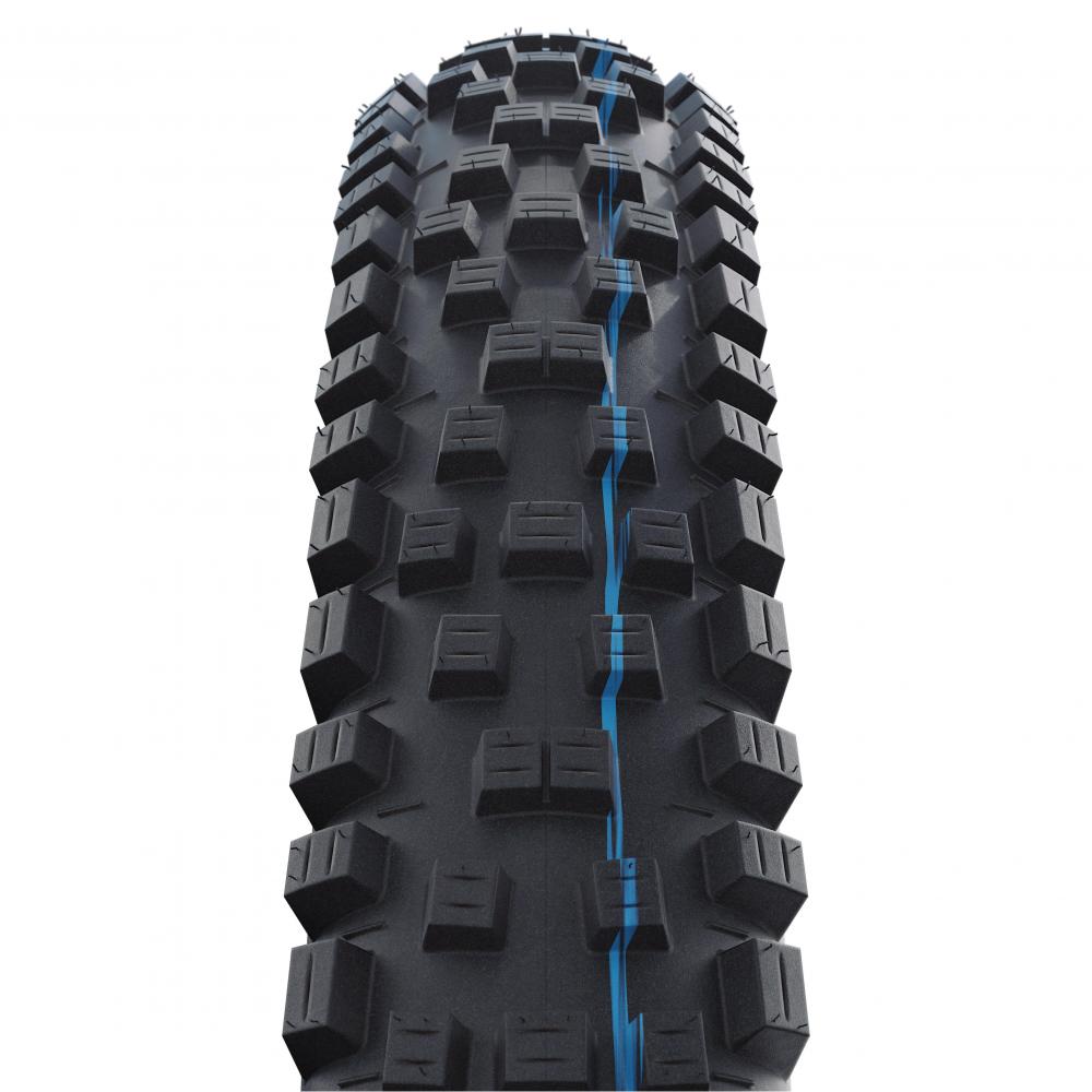 Schwalbe Nobby Nic 26x2.40 E-Bike Ready MTB-Reifen schwarz, grobstolliges Profil mit blauem Streifen.
