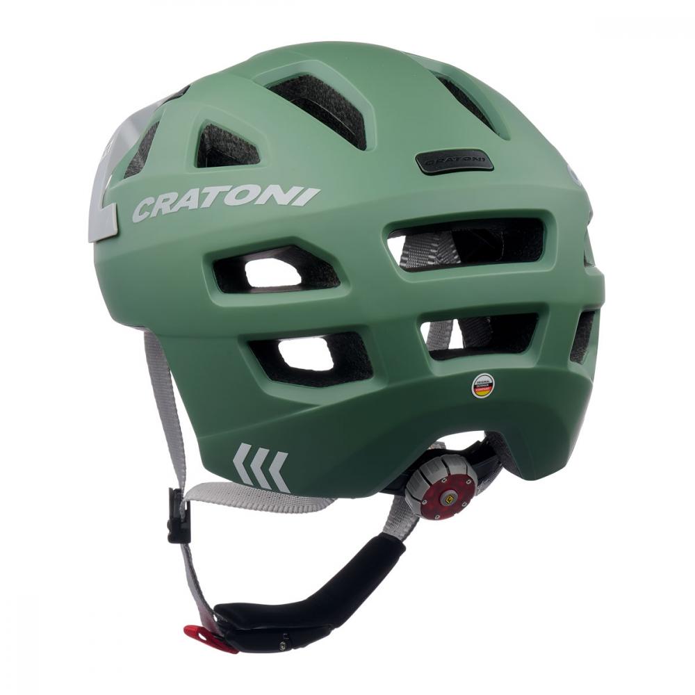Cratoni Maxster Pro Kid Kinder-Fahrradhelm sage matt XS/S (46-51 cm) mit integriertem Rücklicht, 14 Belüftungsöffnungen und erweiterter Schläfen- und Hinterkopfabdeckung