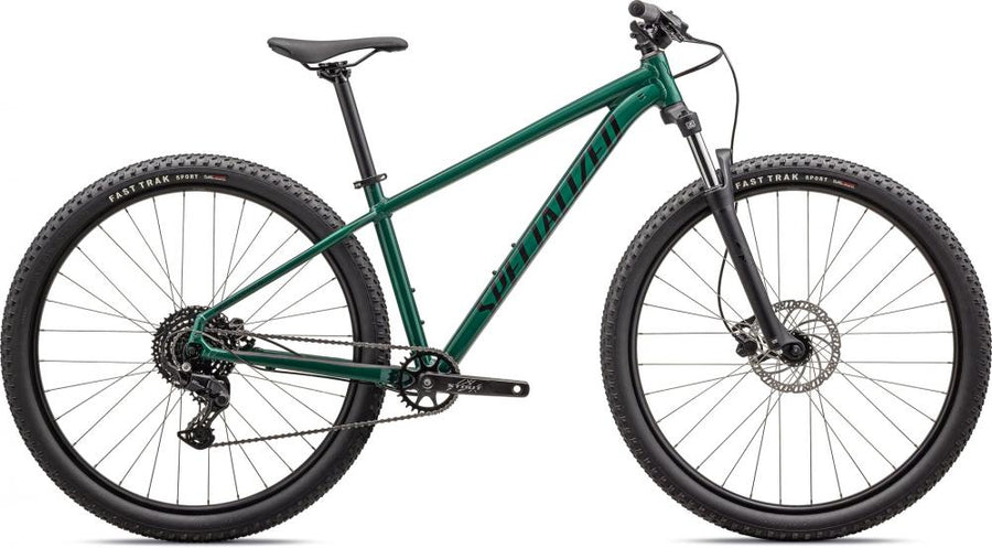 Specialized Rockhopper Sport MTB Hardtail - Größe M, 29 Zoll, Gloss Pine Green Obsidian, A1 Aluminium, Shimano CUES, SR Suntour XCM