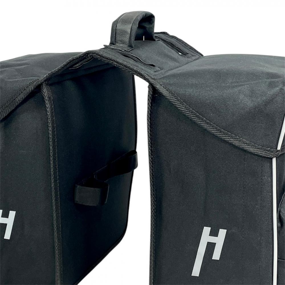 Haberland Doppeltasche Black Line 3.0 33l schwarz - flexible Gepäckträgertasche mit Klappvolumen