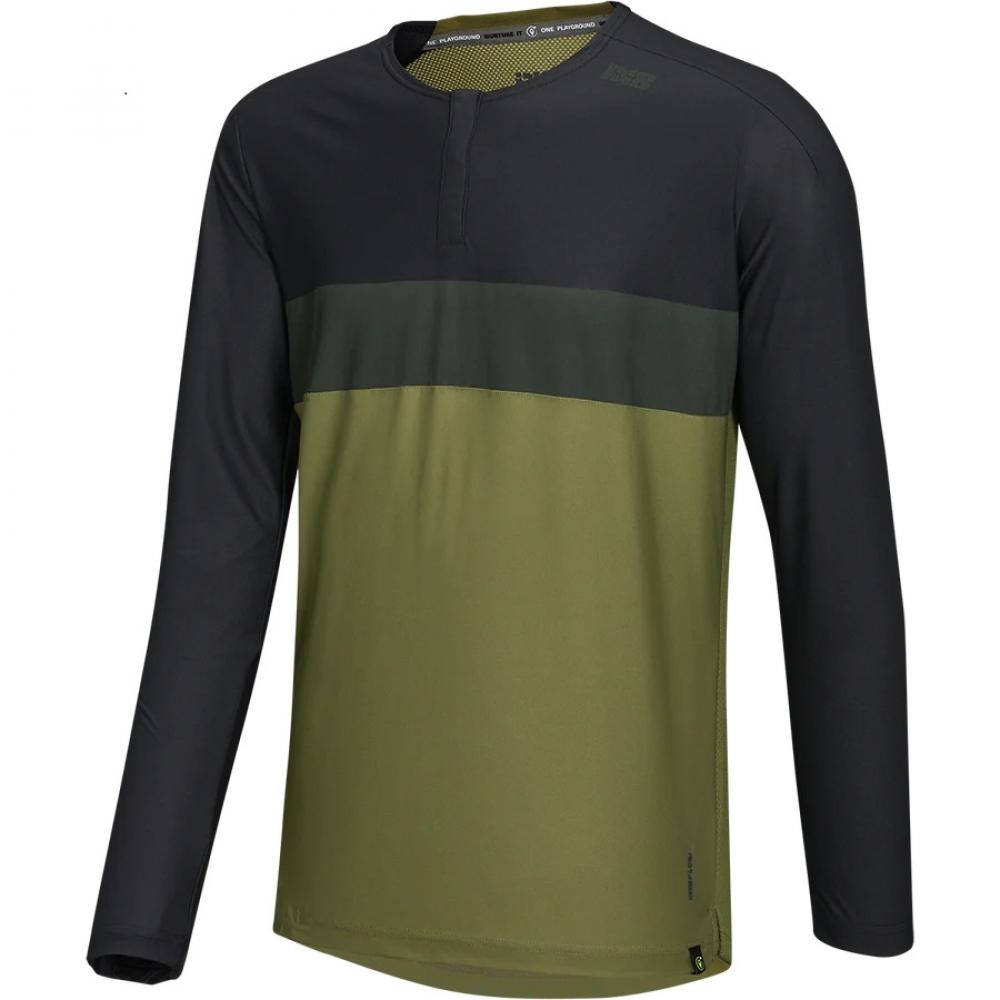 IXS Sports Division iXS Flow XTG Long Sleeve Henley S Olive/Black - atmungsaktives Bike-Henley