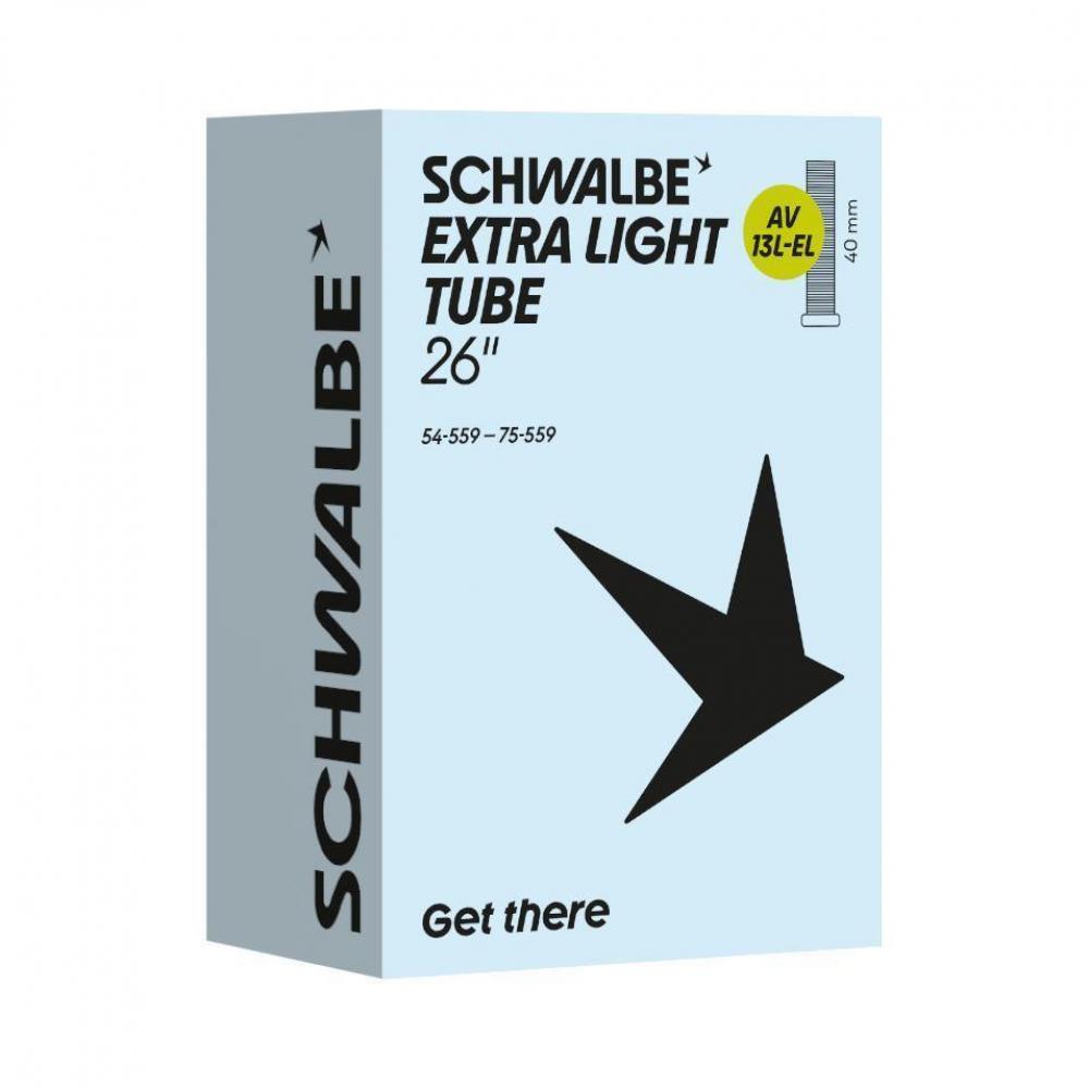 Schwalbe AV13L Extra Light Fahrradschlauch 26 Zoll 54/75-559 mit Autoventil in der Originalverpackung