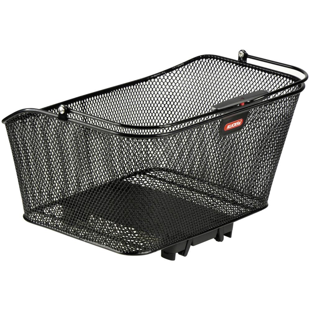 Klickfix Hinterradkorb City Racktime schwarz, robuster Fahrradkorb aus Metallgeflecht.
