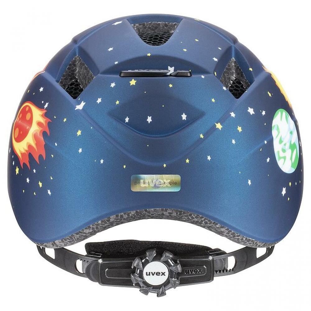 uvex Kid 2 cc - Leichter Kinderhelm mit Inmould-Technologie, IAS-Größenanpassung, Fliegennetz, LED-kompatibel - dark blue rocket matt - 46-52 cm