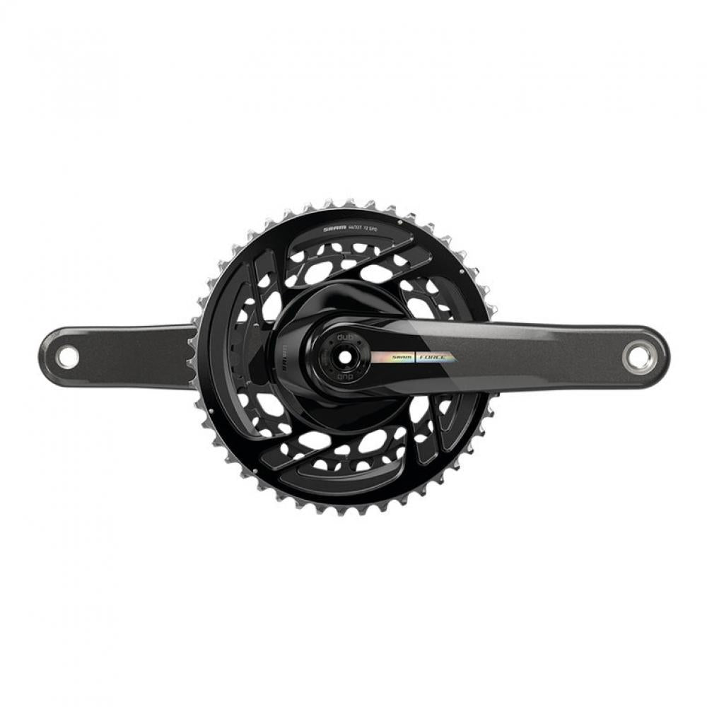 Schwarze SRAM Force AXS Kurbelgarnitur 2x12 46-33T für Rennräder, 172,5mm Kurbelarme, maximale Effizienz.