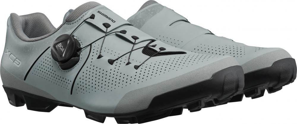 SHIMANO XC302 graue MTB SPD Fahrradschuhe mit BOA-Verschluss und robuster Sohle für Herren und Damen, Größe 48.
