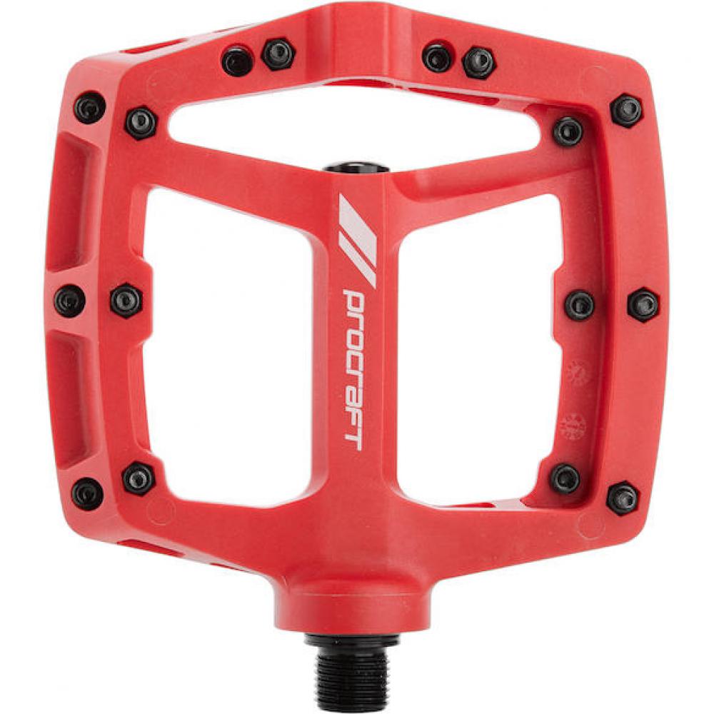 Procraft Pedale Flat Grip Advanced Kunststoff 117 x 114 mm Rot - maximaler Grip und Kontrolle