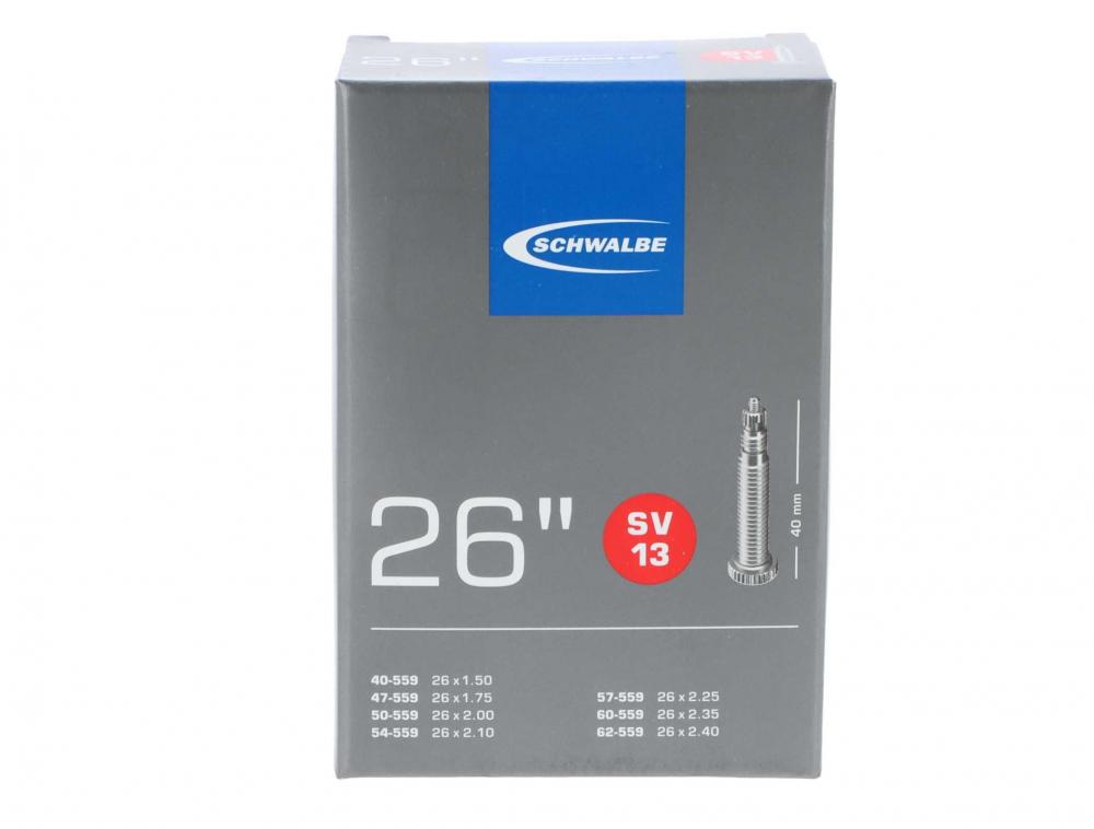 Schwalbe SV13 Fahrradschlauch 26 Zoll für Reifen 26x1.50-2.40 mit 40mm Sclaverandventil.