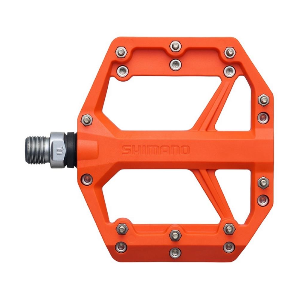 SHIMANO Pedal PD-GR400 Orange Flat Pedal - Flatpedal für Trail-Einsatz, Orange