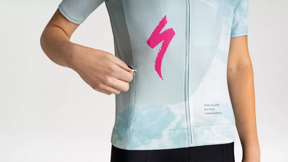 FOUNDATION Graphic Jersey Damen Kurzarm - Sea/Rblpnk Focal - Größe XL - Radtrikot kurzarm