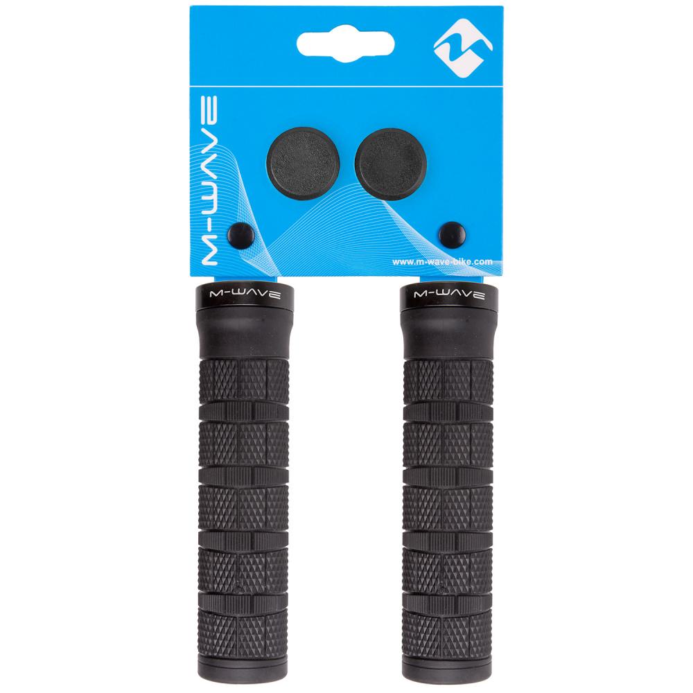M-WAVE Cloud Slick Fix 6 Fahrradgriffe 1 Paar schwarz 130 mm, ergonomisch mit Klemmung und Lenkerstopfen