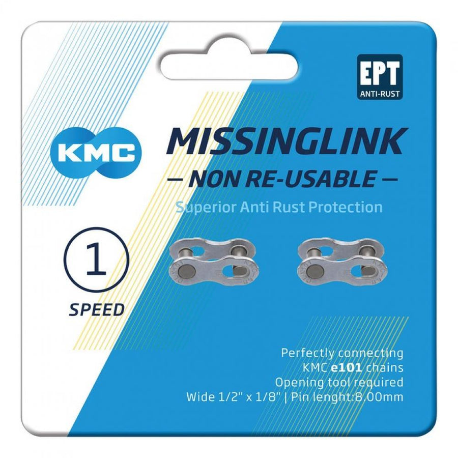 KMC 101NR EPT Missing Link Kettenschloss 1-fach Silber - Rostfreier Kettenverschluss