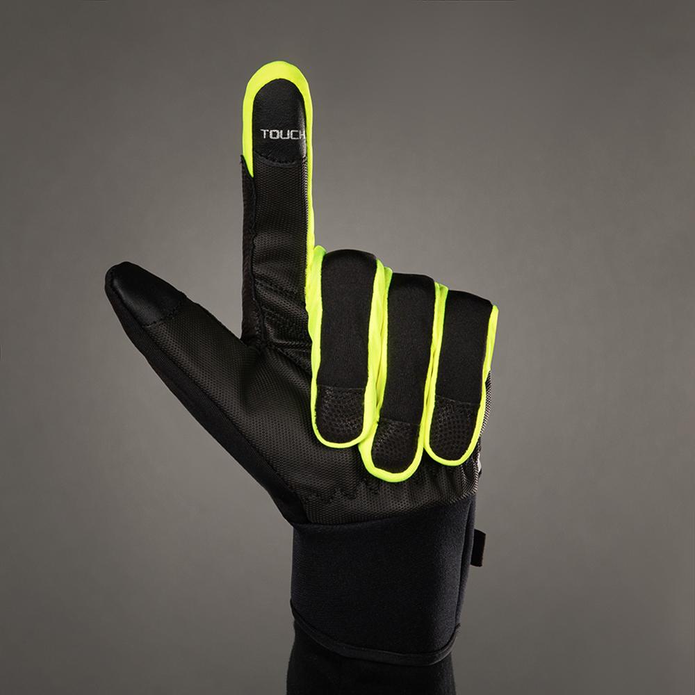 CHIBA Phantom - Radhandschuhe XS schwarz/neongelb, winddicht & touchfähig