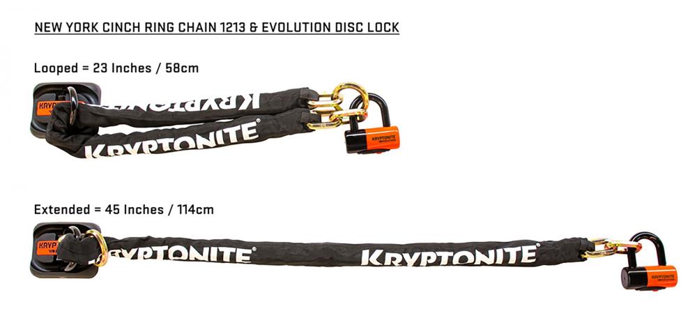 Kryptonite New York Cinch Ring Lock 1213 - Hochsicherheits-Kettenschloss für Fahrrad und E-Bike - Panzerkabelschloss