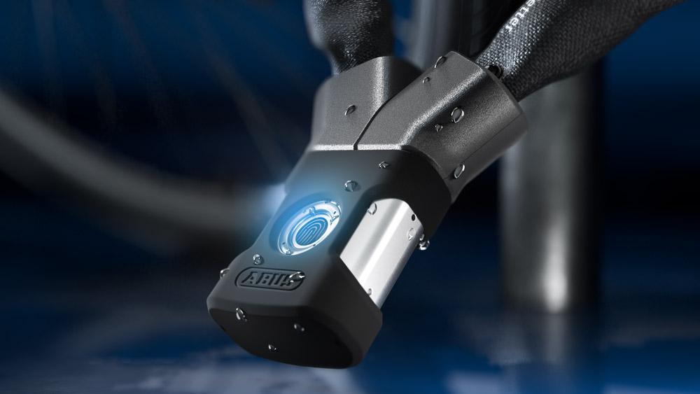 ABUS Kettenschloss YARDO 7807F/85 Fingerprint, 7 mm Stahlkette, 85 cm, IP66/IP68, schwarz, Sicherheitslevel 8, 20 Fingerabdrücke speicherbar