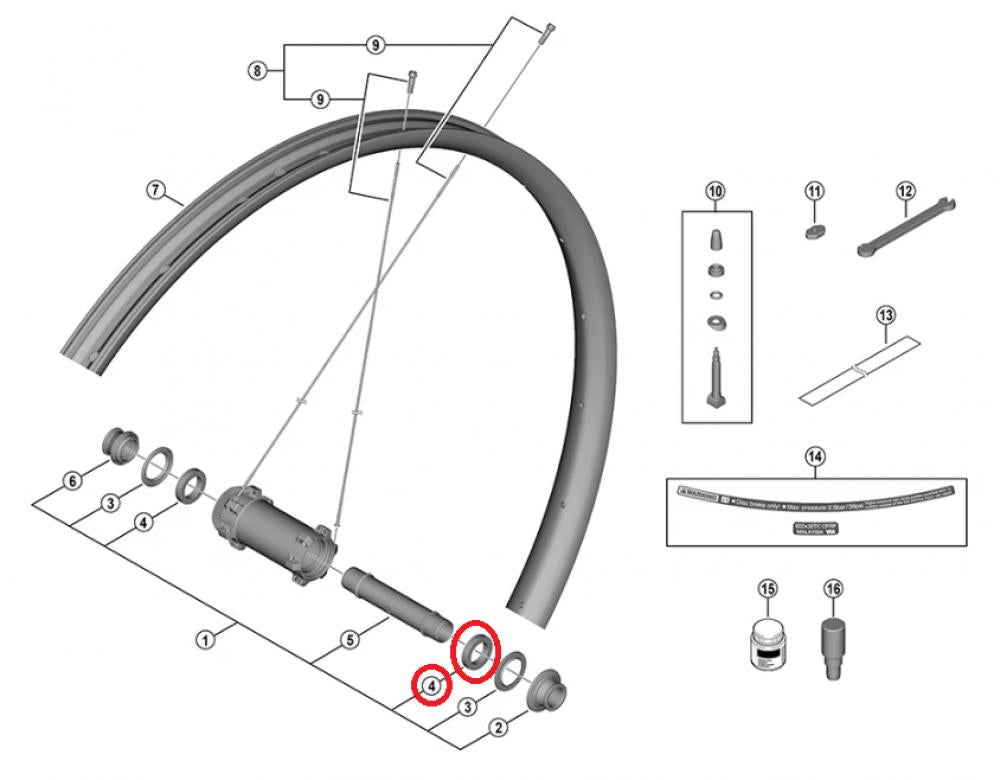 SHIMANO gedichtetes Patronenlager f.WH-M9200 Vorderrad - 17x26, 5mm